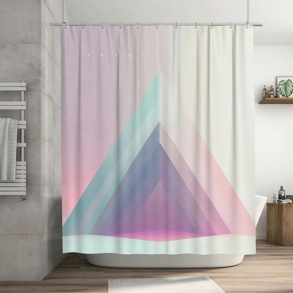 Tonnika Chen Pink/Blue/Purple Modern Geometric Shower Curtain With Pastel Colors For Bathroom Decor Gradient Design