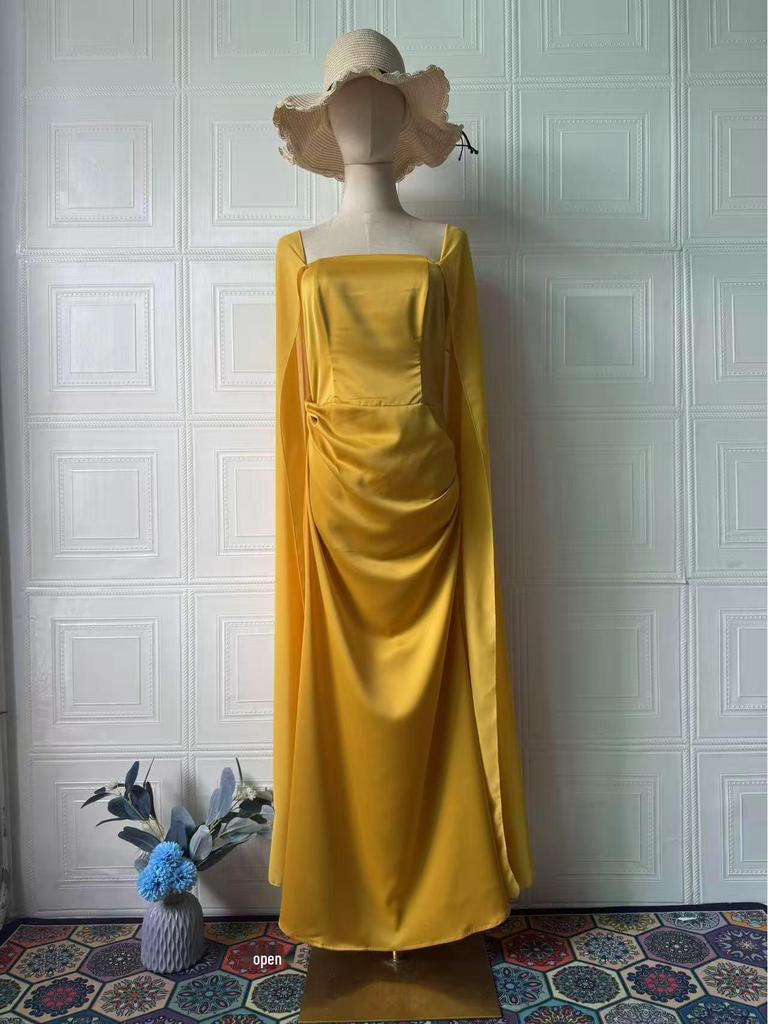 2025 Autumn Elegant Patchwork Fairy Style Shawl Evening Dress