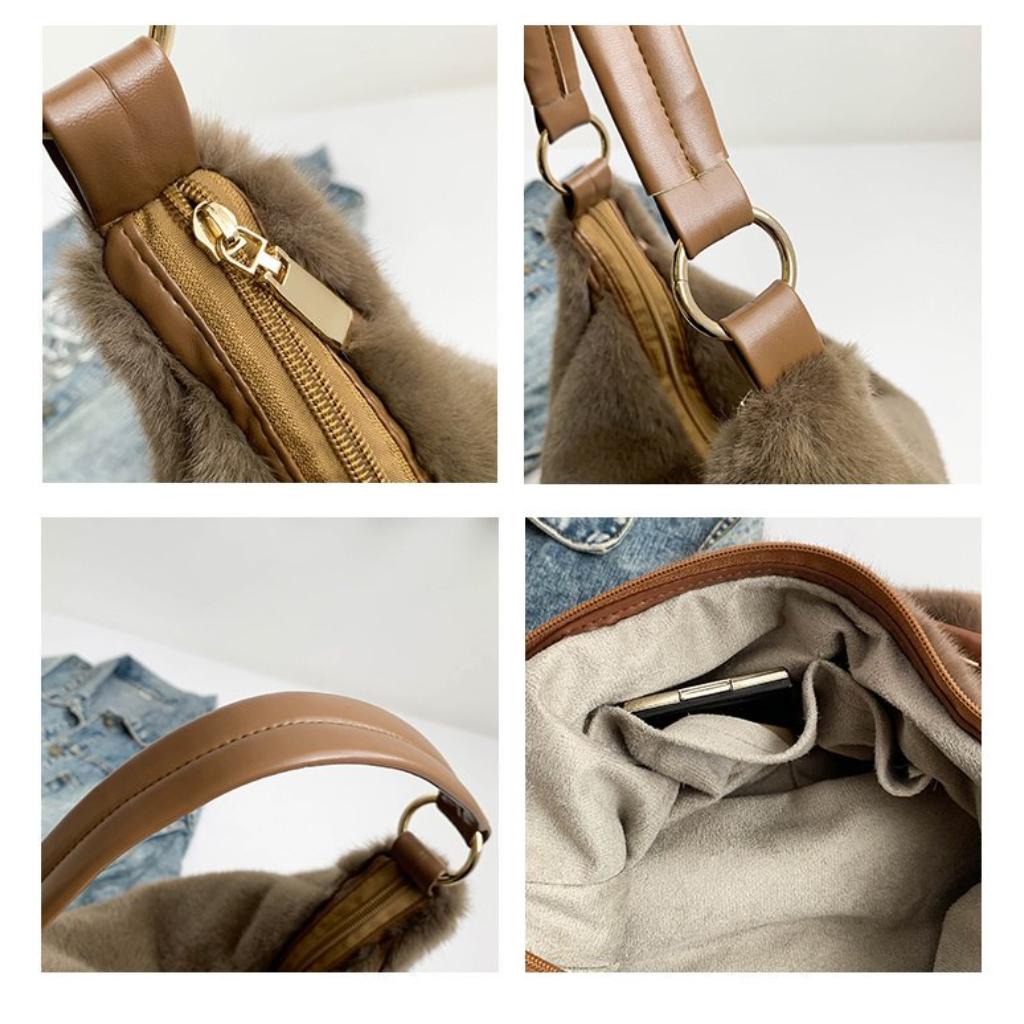 Tote Bag Women Plush Stitching Daily