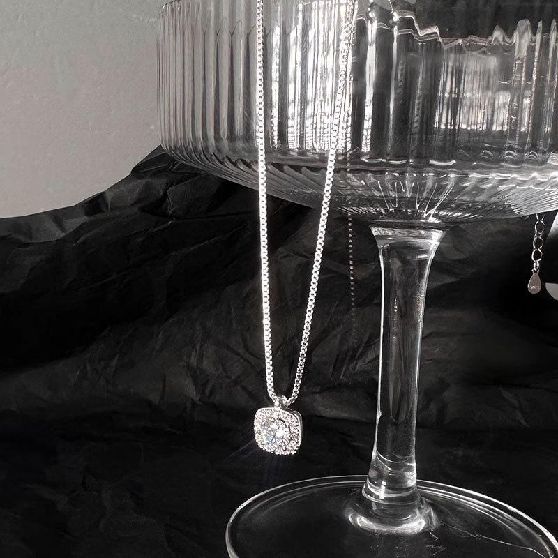 Square Diamond Necklace New Year's New Clavicle Chain Light Luxury Female Spring Design Sense