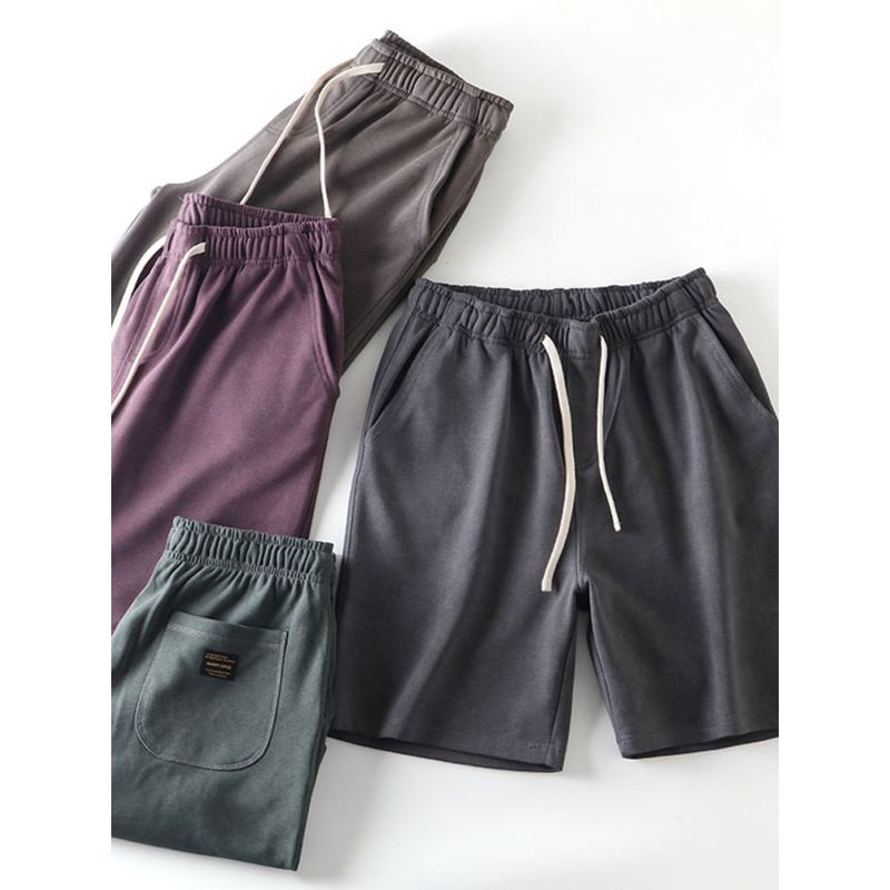 American Pure Cotton Knitted Shorts Men's Summer 2024 New Arrival Sports Fifth Pants Export Men's Pants Full Cotton Casual Pants