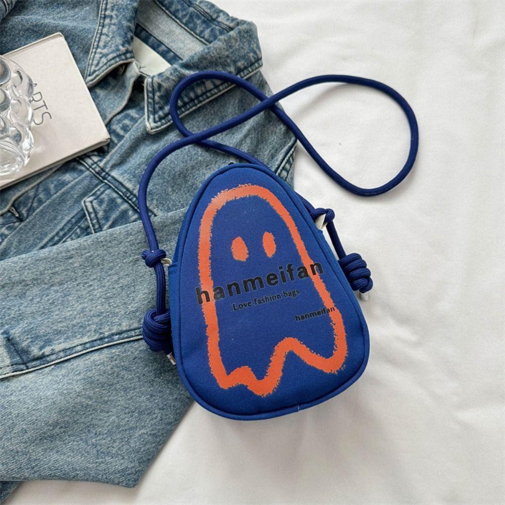 

Coin Purse Halloween canvas Crossbody Bag Mini Mobile Phone Bag Simple Ghost Shoulder Bag Student темно-синий