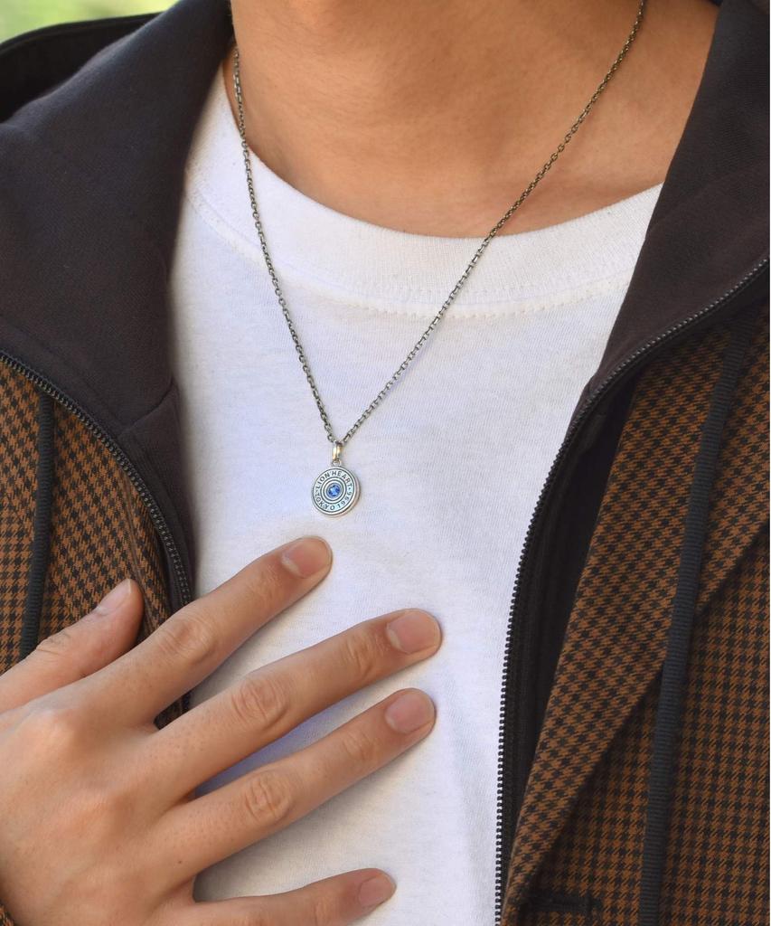 Lionheart LH for Gift Birth Drop Silver Sapphire Color Necklace, 925,