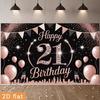 2D Plane 21st Birthday Happy Rose Gold Background Cloth Suitable for Birthday Party Decoration Polyester Fiber