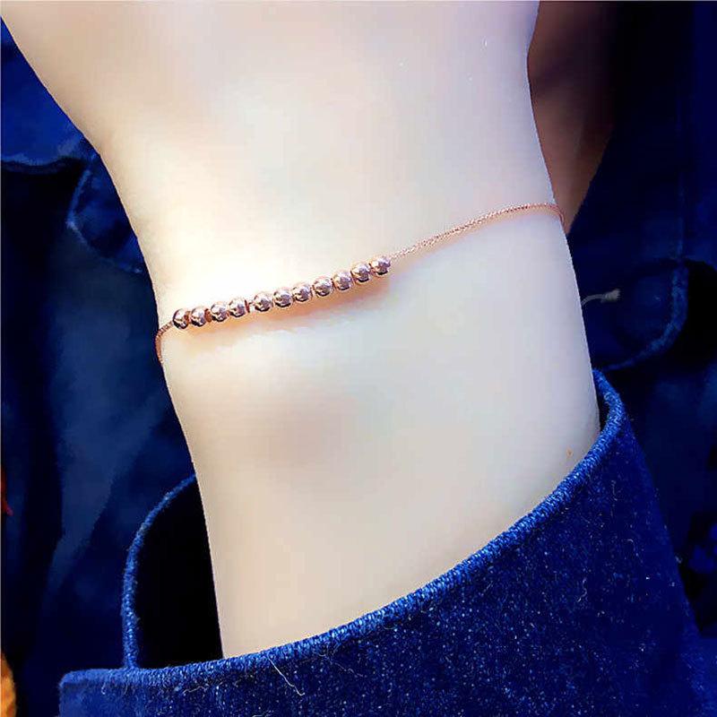 Color Gold Purple Gold Glossy Bead Bracelet Femininity Pure Rose Gold Plated Jewelry