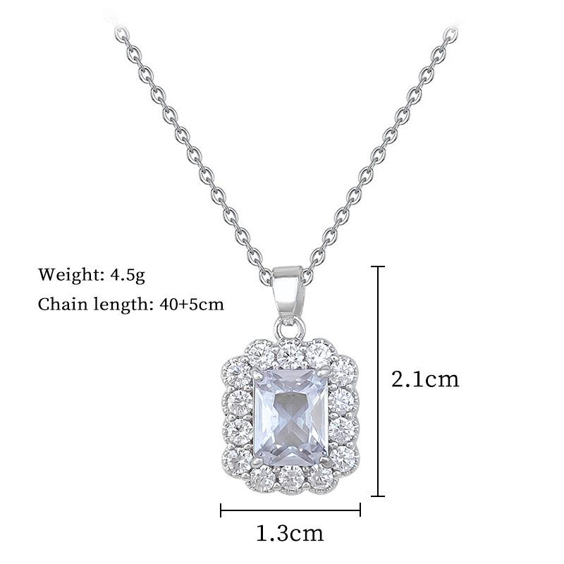 Square Heavy Industry Model Temperament Micro Diamond Necklace Women S Exquisite Wind Collarbone Chain With Jewelry