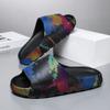 Mens Large Size Painted Thick-Soled Sandal Shoes, New Summertime Style, Anti-Skid Daily Flip-Flops, Beach Slide Shoes