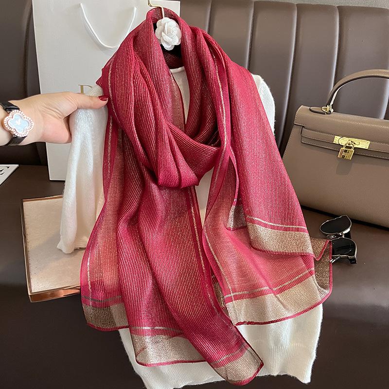 New Fashion Lurex Glitter Shimmer Wool Wraps Long Silk Shawl Scarf Spain Luxury Head Beach Stoles Foulard Hijab Echarpe Bufandas