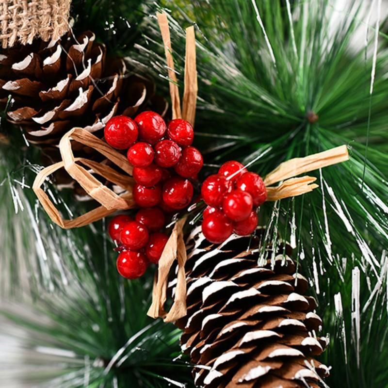 30CM Christmas Garland Wreath Pine Cones Front Door Christmas Door Wreath Red Ball Ornaments for Door Window New Year 2023