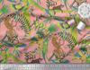 Soimoi Japan Crepe Satin Fabric Branches,Parrot & Leopard Jungle Print Fabric by the metre 42 Inch