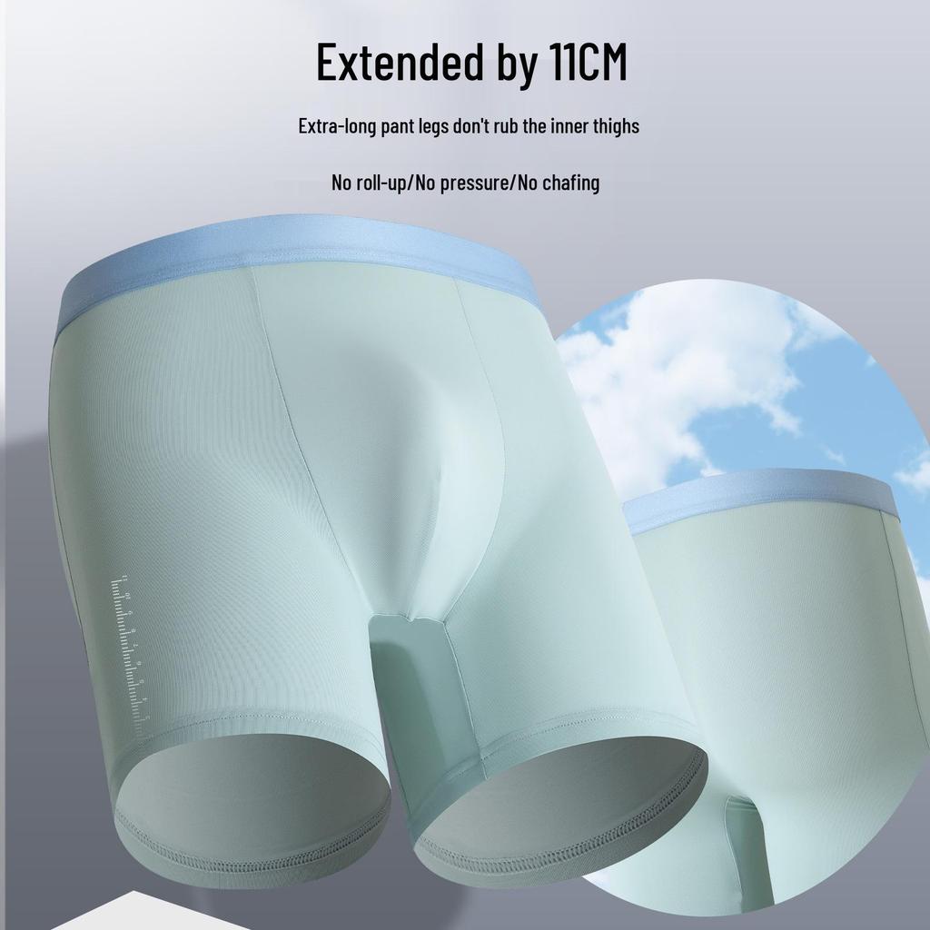 Eisseide Herren Anti-Scheuer-Nahtlose Sport-Boxershorts, Verlängerte Länge, Übergröße, Atmungsaktiv & Antibakteriell.