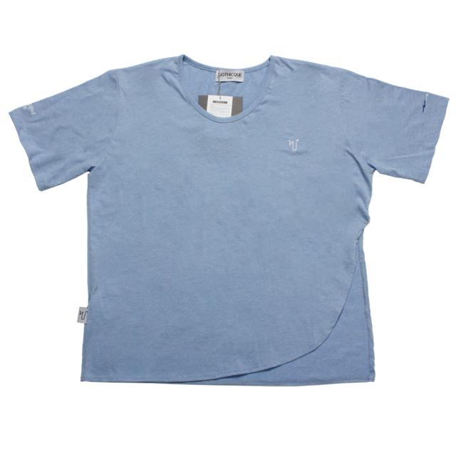 Godique Asymmetrical Basic T-Shirt Blue