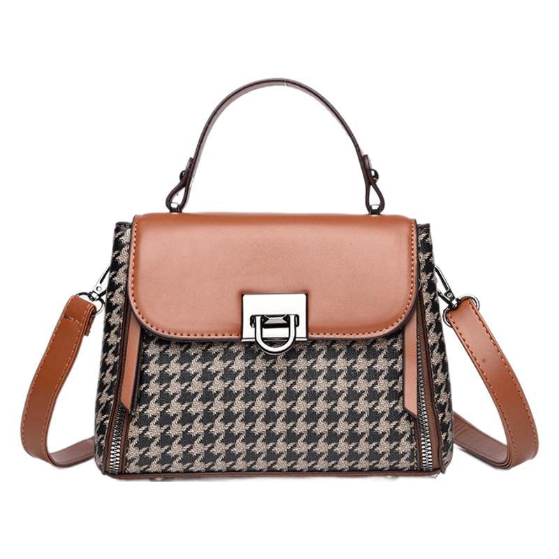 Women's PU leather shoulder bag small bucket bag contrasting color crossbody bags for women feminine gift present