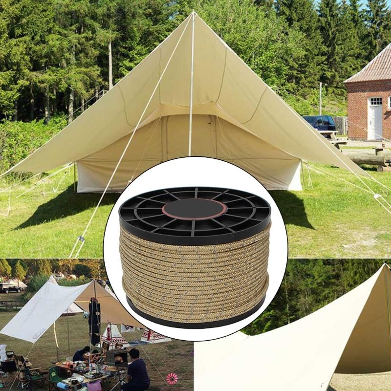 Camping Rope Guide Rope for Outdoor Camping Hiking Awning Tarp Tents, 4mm Tent Guy Line Tent Reflective Tent Guy Rope