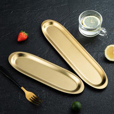 Verdicken Sie das Tablett aus Edelstahl für die Aufbewahrung von Lebensmitteln, ovale Servierplatten, lange Rindfleischbällchen, BBQ-Buffet-Präsentationsgerichte, Küchenzubehör