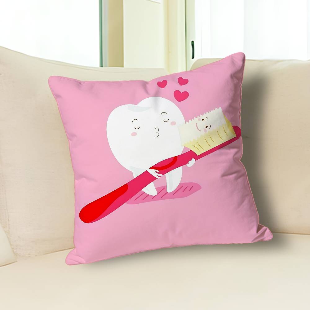 Dental Protect Tooth Cartoon Anime Celebrity Merchandise All-Match Printed Pillow Case Sofa Car Office Room Decoration Protector