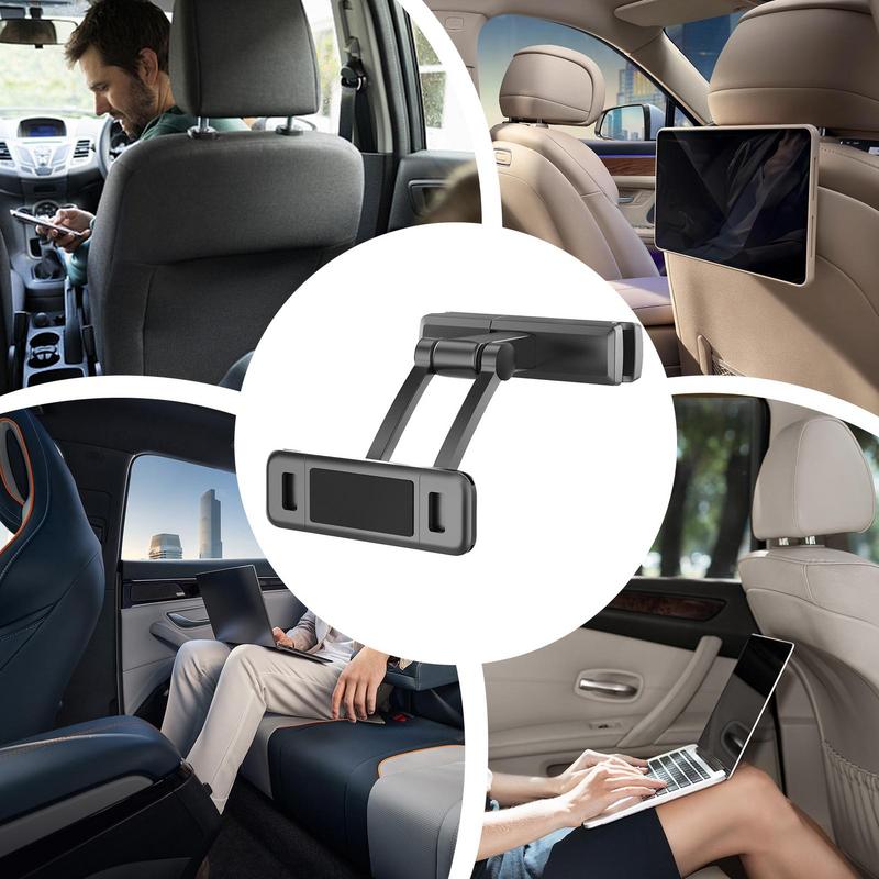 Tablet Holder For Car Adjustable Headrest Phone Mount Space-Saving Tablet Stand Vehicles Must Haves For Travel Navigation Daily
