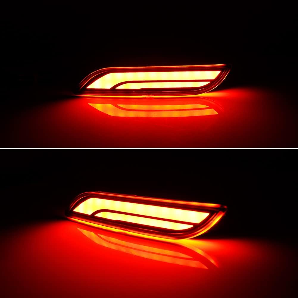 Red Lens Full LED Bumper Reflector Lights Compatible With 2018-up Toyota Camry, Function As Tail, Brake & Rear Fog Lamps
