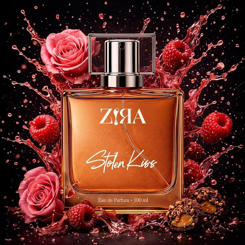ZIRA Stolen Kiss Eau de Parfum – Floral Woody Rose, Saffron & Oud Fragrance for Women, Elegant Scent for Special Occasions (100ml)