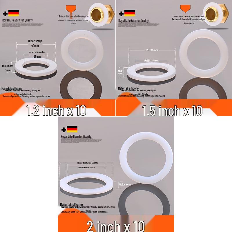 4-Point Silicone Water Heater Gasket - 1 Inch/6-Point Rubber Washer for Pipes and Meters