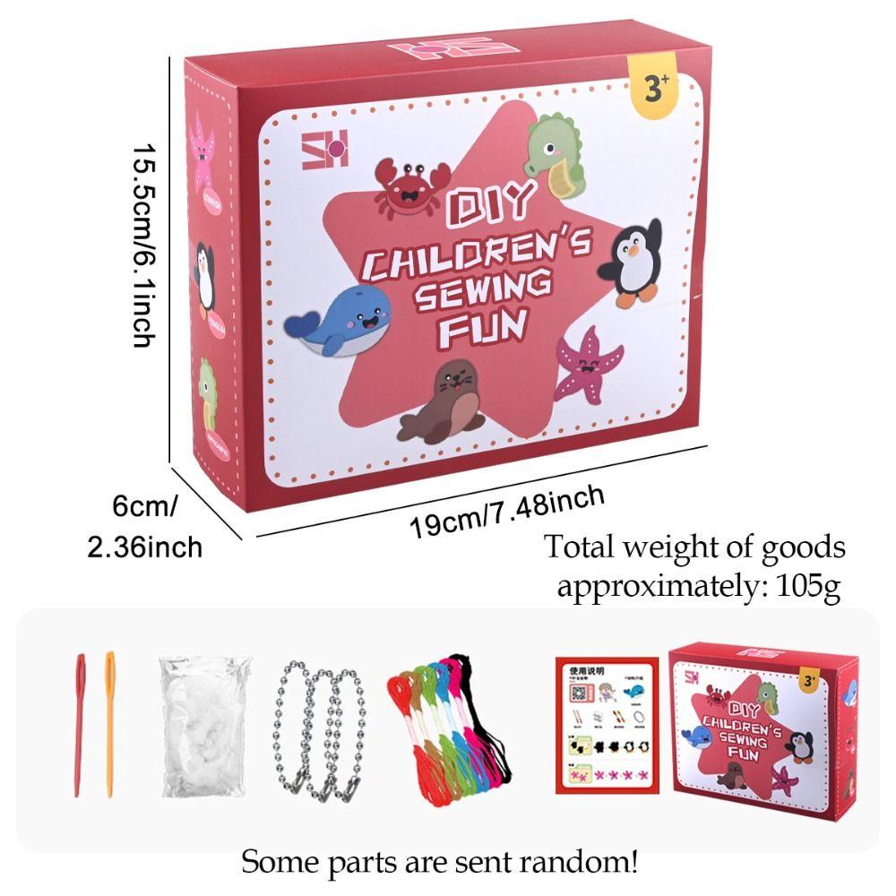 Pre-Punched Pieces Sewing Craft Set Cartoon Pattern Felt Ornament Kit  Kids Sewing Kit