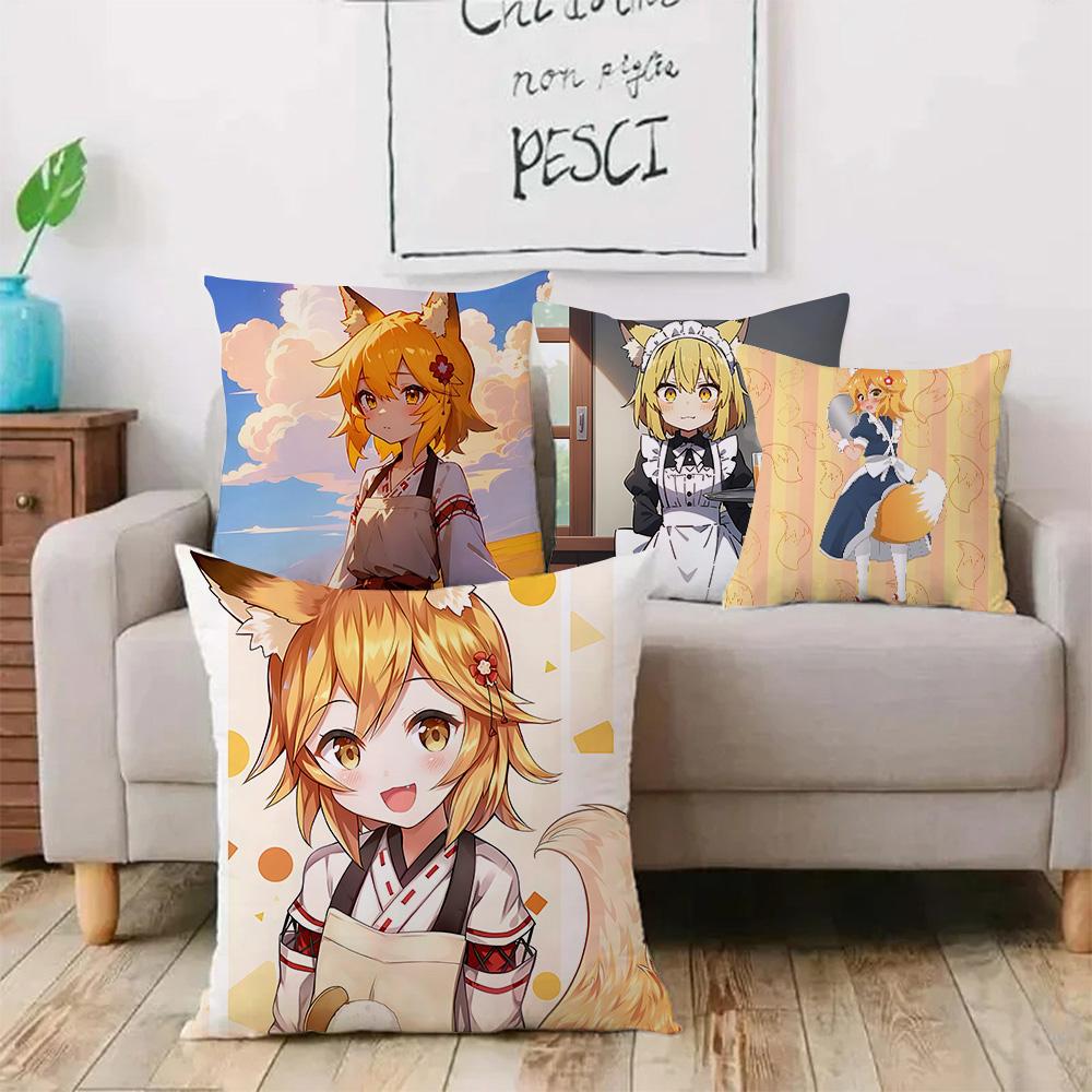 Cute The H-Helpful Fox Senko San Pillow Covers Cartoon Sofa Decorative Home Double-sided Printing Short Plush Cute Cushion Cover