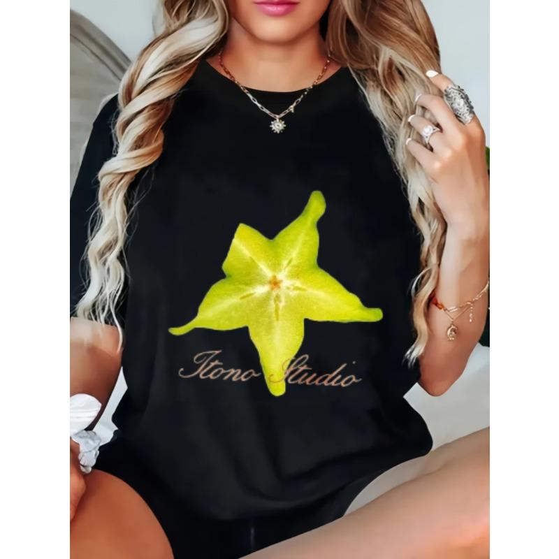 

Itono Studio Star Fruit Printed Black Women s Short-Sleeve T-Shirt XXXXL чёрный