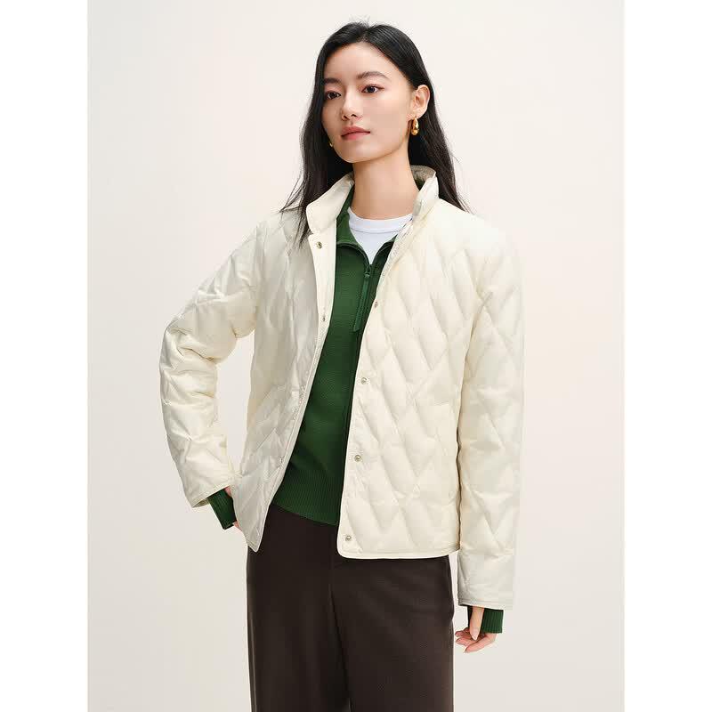 JUZUI Women's Minimalist Stand Collar Goose Down Jacket