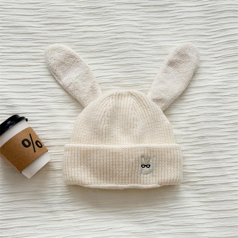 Glasses Rabbit Knitted Warm Hat Women's Cold-proof Scarf Integrated Hat Outdoor Cycling Windproof Neck Cover One-piece Hat