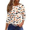 Women's O-neck 3/4 Sleeve  Printed Top