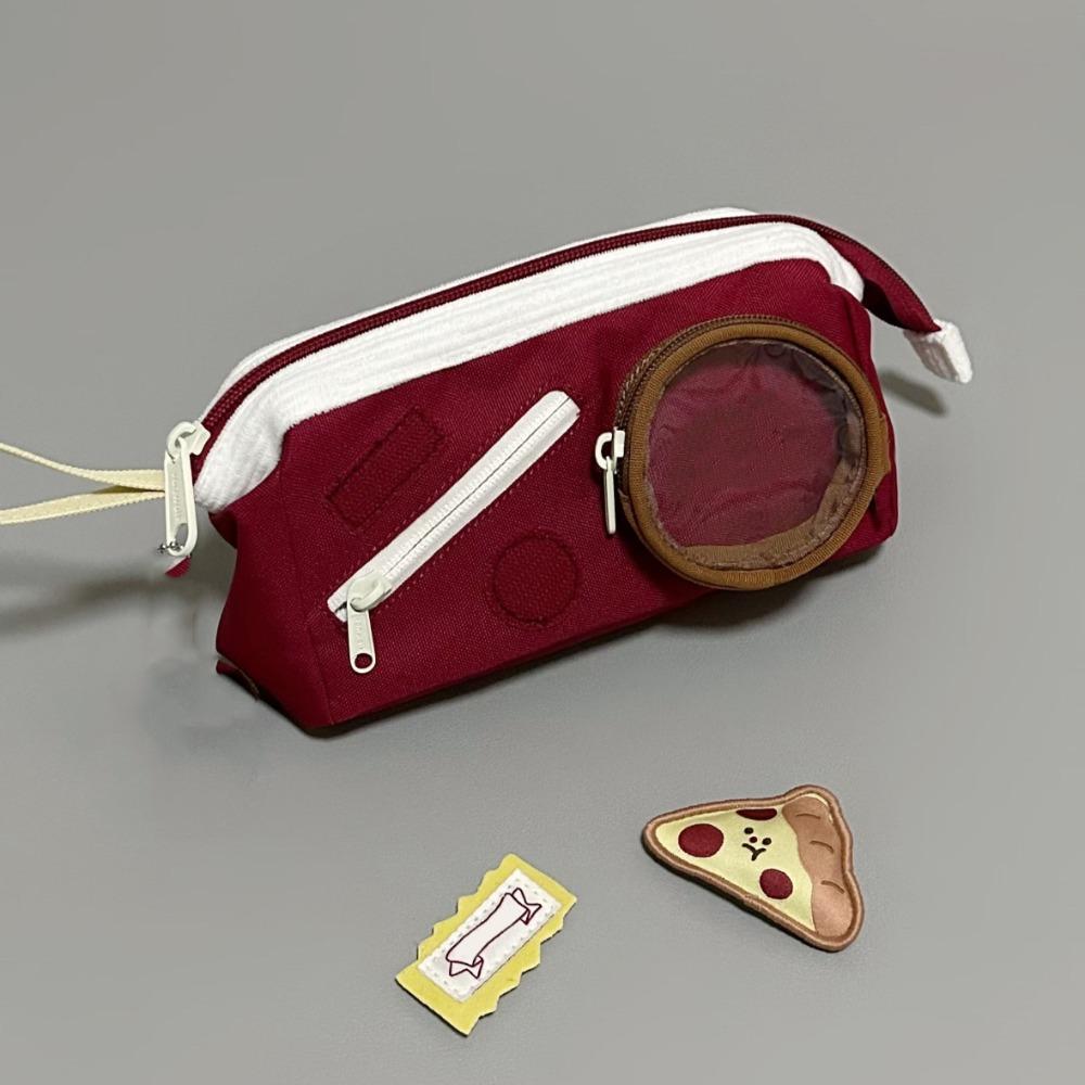 

Large Capacity Solid Color Pencil Case Simple Zipper Stationery Bag Office School Supplies червоний