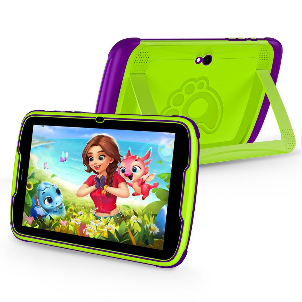PRITOM TAB8 Plus Kids GMS YouTube Kids Google Kids Space Time 8GB RAM 4GB 64GB IPS Android WiFi Bluetooth Learning Green Tablet, 8-inch, Certified, &