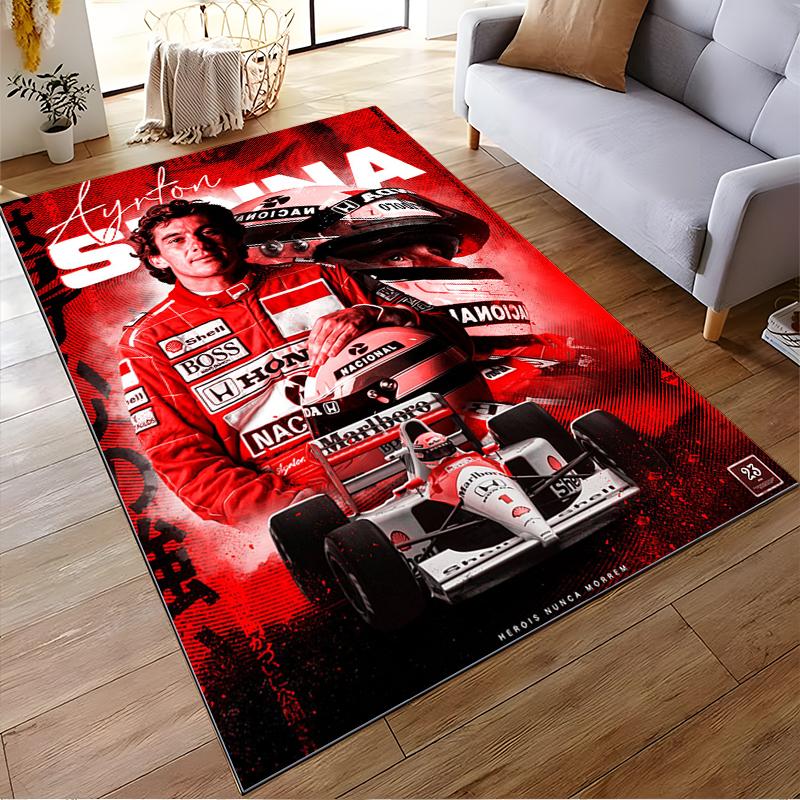 Legendary Formula One Driver Red Theme Design Non-slip Rug Suitable for Living Room and Bedroom Sofas Sofas