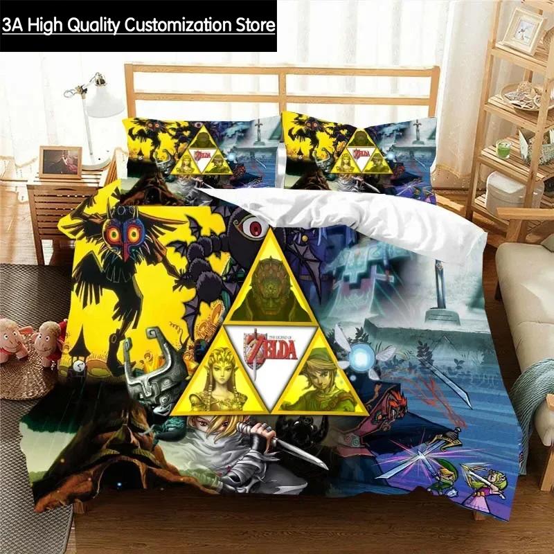 Z-Zelda Pattern Quilt Cover Pillowcase Bedding Two or Three Piece Set Multi Size Comforter Set Duvet Cover Bedding Sets