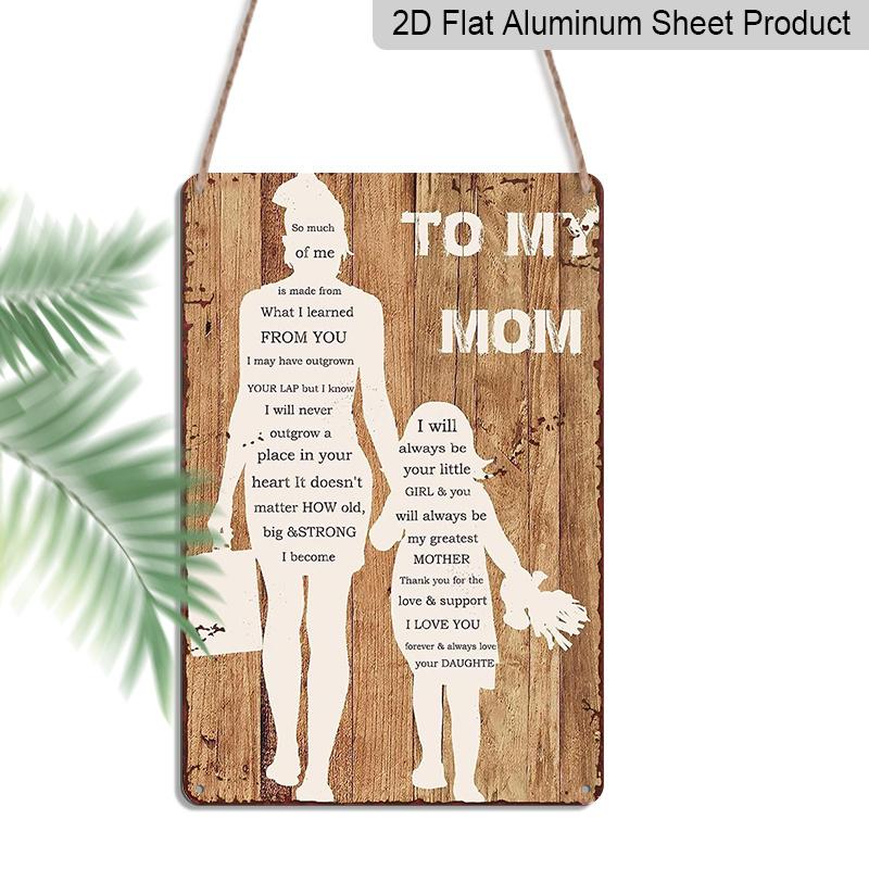 

2D Flat, 1pc To My Mom From Daughter Aluminium Sign - 8 x12 Rustic Mother s Day Decor, Silhouette Mom & Daughter Wall Art, Perfect for Mom Gifts 20*30cm