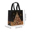 1 STuks met Handvatten Sneeuwpop Cadeautassen Zwart & Gouden Kerstboom & Kous Ontwerp Tote Bags Waterdicht