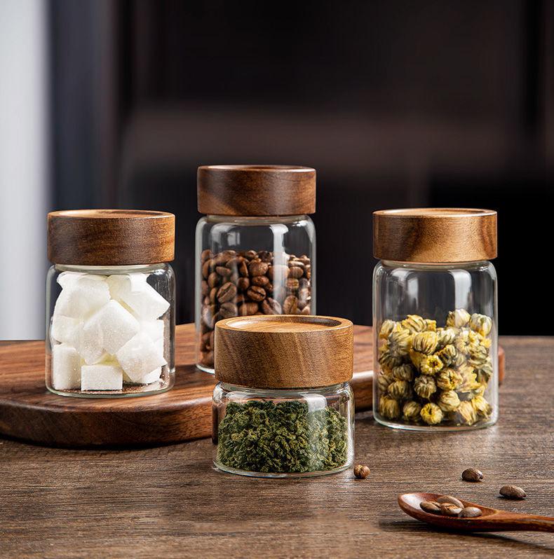 Transparent Borosilicate Glass Tea Canister: Airtight Storage Jar for Herbs, Snacks, Grains & More