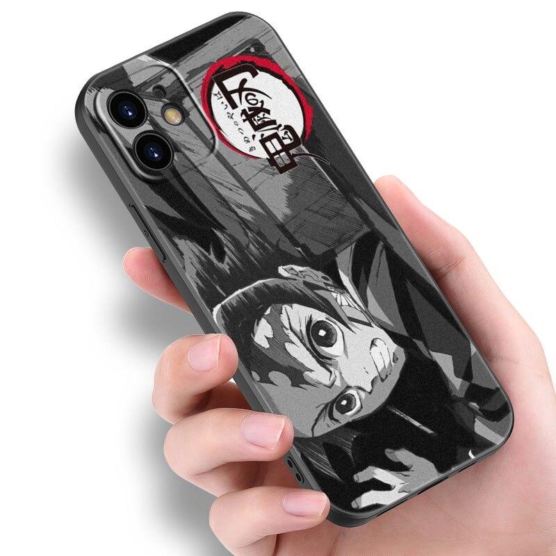 Anime Demon Slayer Tanjiro Case For Apple iPhone 14 13 12 Mini 11 Pro Max 7 8 XR X XS 7 8 Plus SE 2020 2022 Black Cover