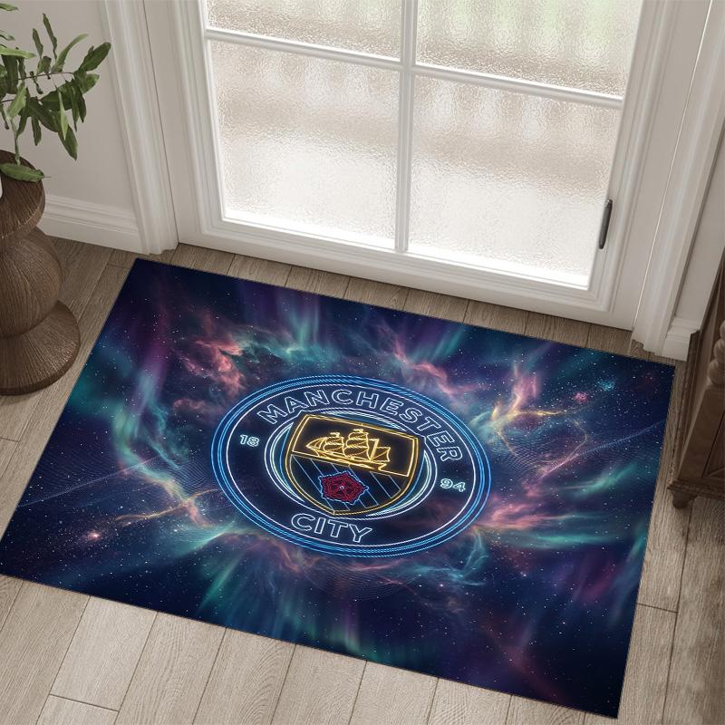 Manchester City Design Krystalfløjl Tæppe Hyggeligt Ikke?Skridsikkert Tæppe med Print til Soveværelse Stue Entré