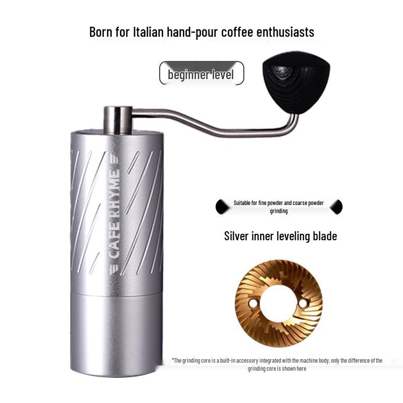 49mm Titanium-Plated Dual Blade Hand-Crank Coffee Grinder for Outdoor Use