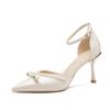 82316 high heels women's thin heels spring 2025 new temperament bride shoes pointed wedding shoes one-word single shoes