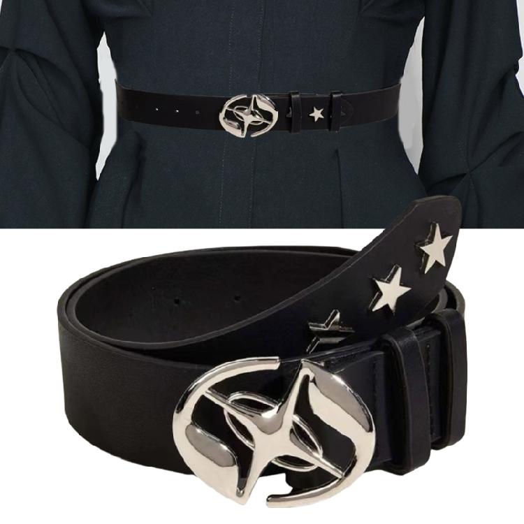 Vintage PU Belt for Women Star Buckle Belt 2000s Waistband Aesthetic Waist Belt for Teens Girl Jeans Shorts Dress Belt