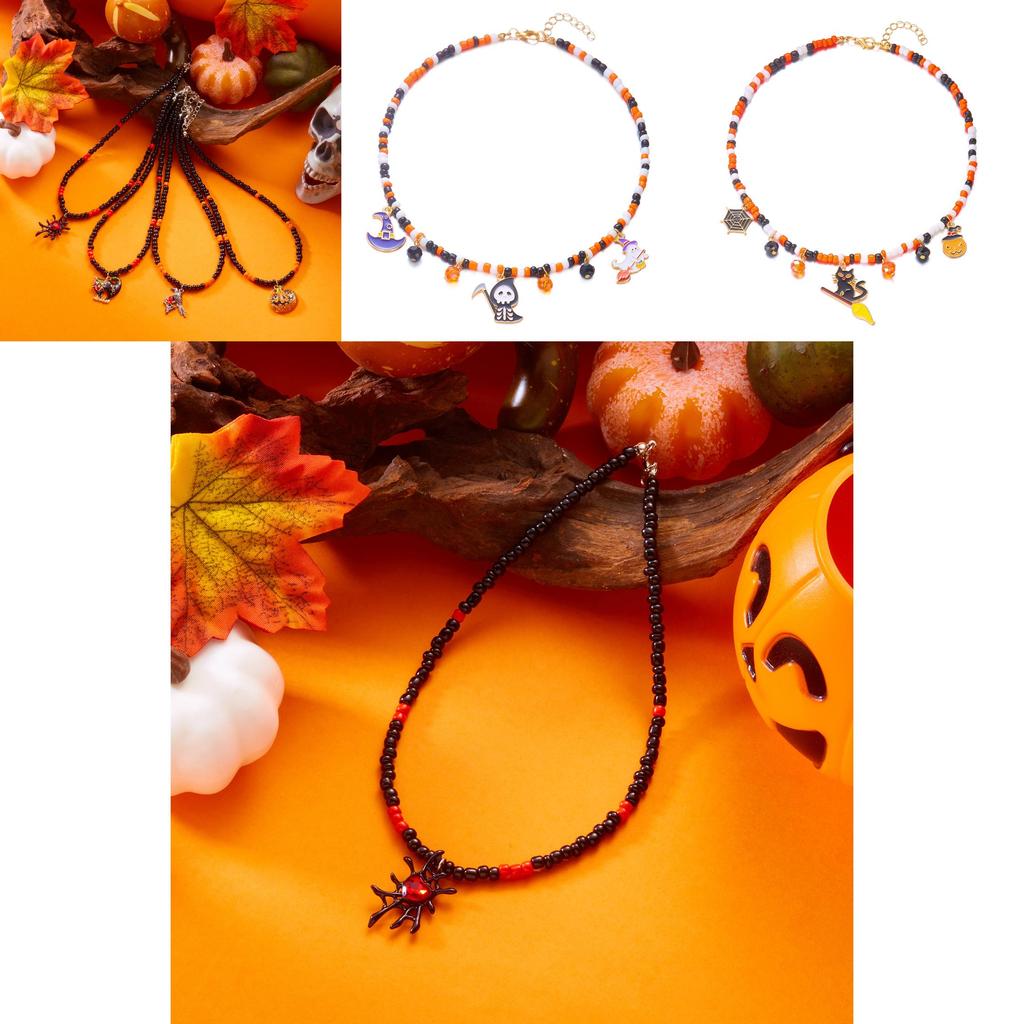 Spooky Black Bird Bat Charm Necklace With Electroplated Finish For Festival Accessories