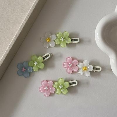 Summer Fresh Flower Hairpin Sweet Girls Sakura Side Clips Bangs Hair Clips For Women Headwear Hair Accessories