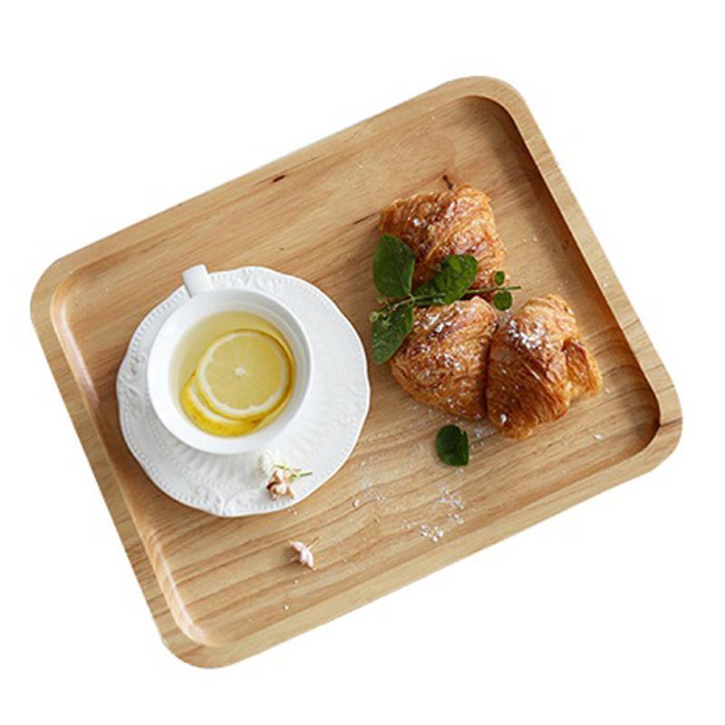 Coffee Tea Tray Wooden Serving Tray Rectangle Wooden Plate Kitchen Tray for Food Fruit Cake Snack Serving Plate Wood Tableware