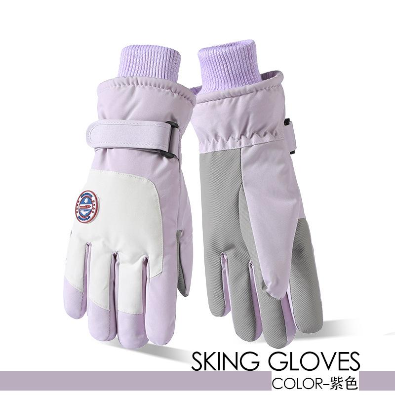Ski Gloves Fleece Men's and Women's Ski Gloves Female Students Outdoor Electric Vehicle Riding Fleece Finger Gloves Men's Winter