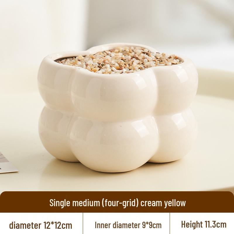 Nordic Style Cream Ceramic Succulent Pot for Phalaenopsis and Green Plants