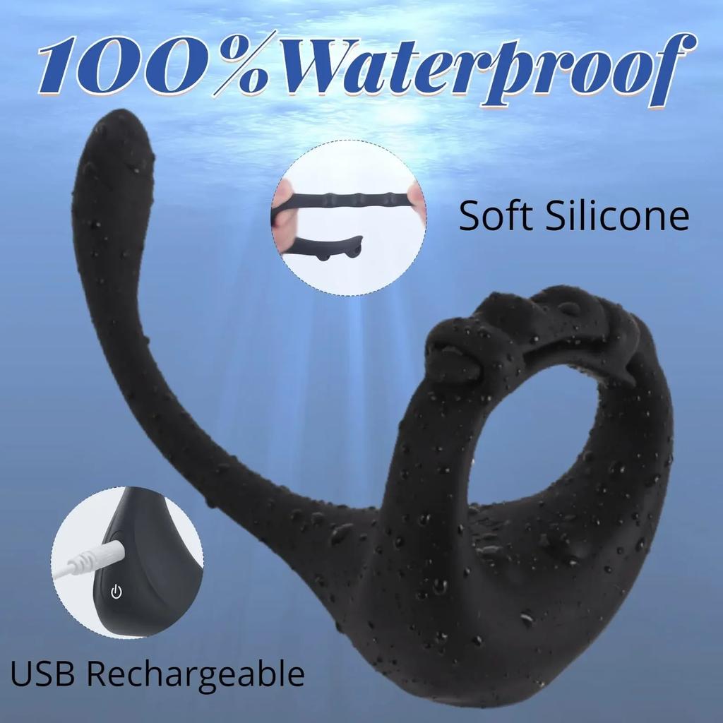 Vibrierender Penisring mit Fernbedienung für Männer mit Bullet 3-in-1-Penisring, verstellbar, Ansu-Stimulator, Sexspielzeug für Erwachsene, für Paare