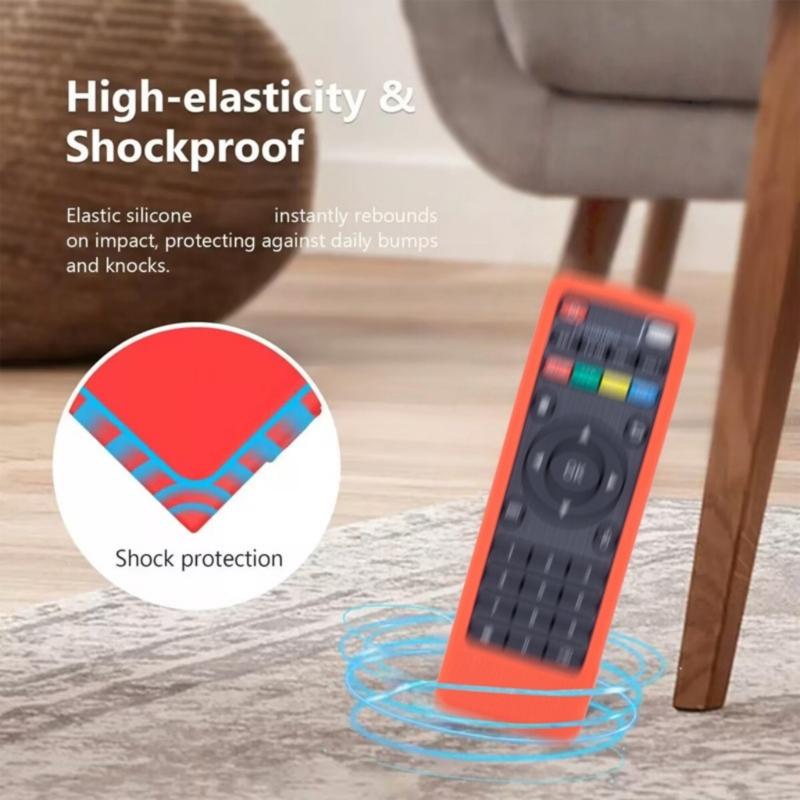 Silicone Cover for DOMYBOX DB52C7 Remote, Textured Grip Sleeve with Wrist Lanyard and Button Window for Home Use