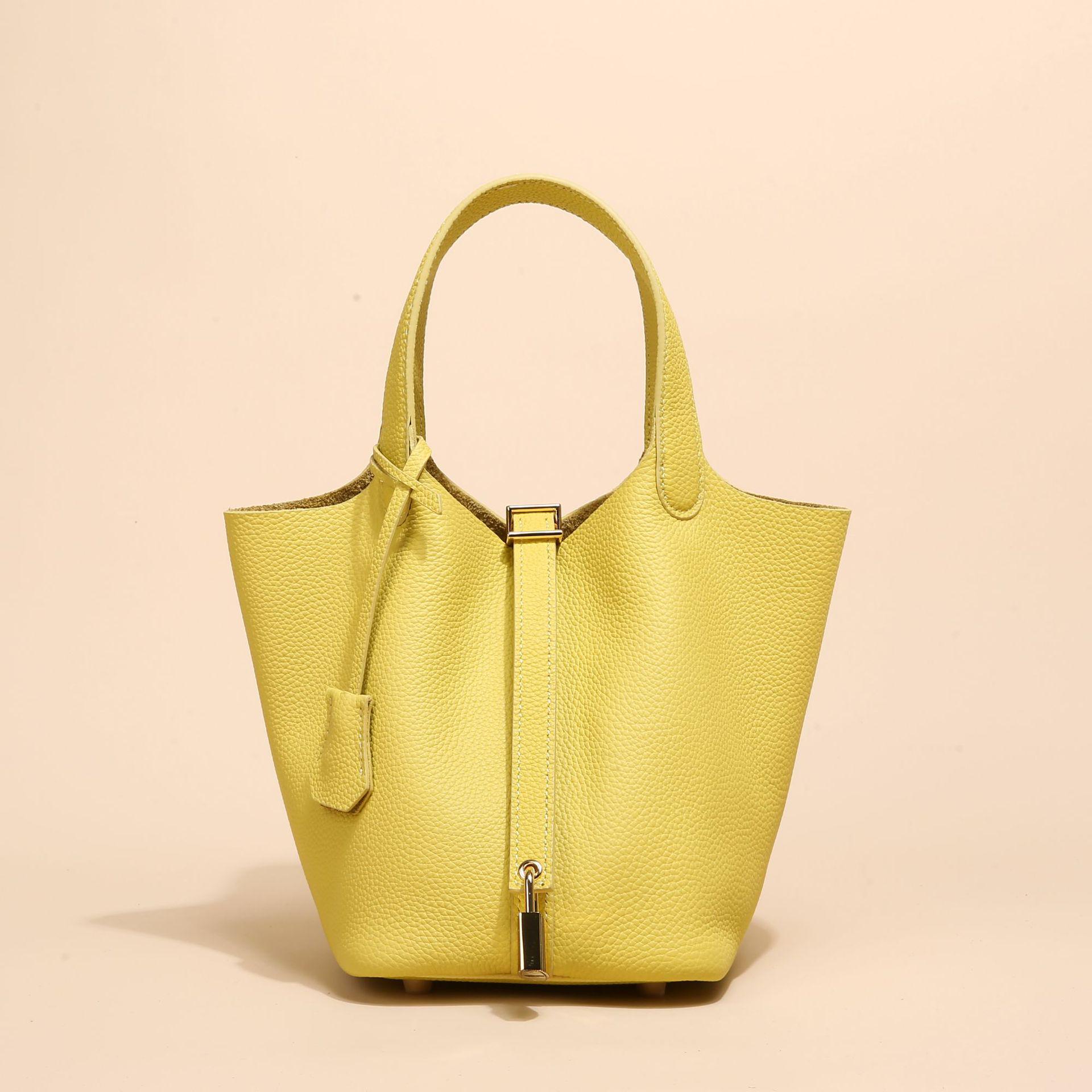 

Жіноча сумка-відро з натуральної шкіри з візерунком лічі 2024 року - сумка-кошик з овочами осінь/зима Small 18cm [togo leather]